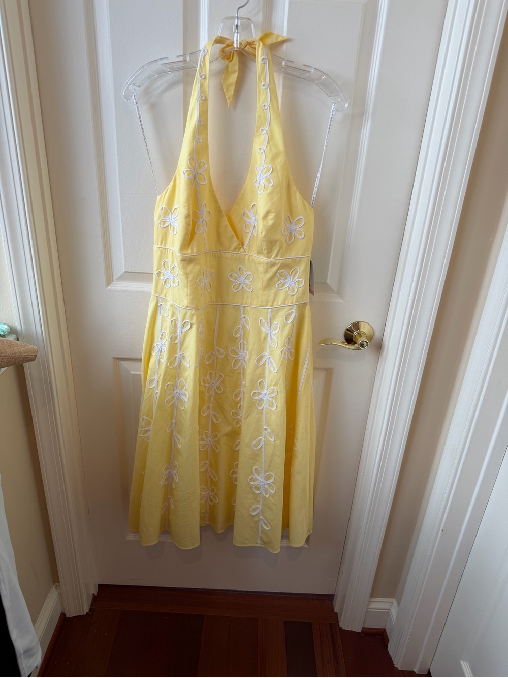 Lilly Pulitzer Lemon Sorbet Yellow Embroidered Halter Dress size 10